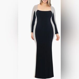 Worn Once!- Xscape Beaded Long Sleeve Gown (Plus Size)